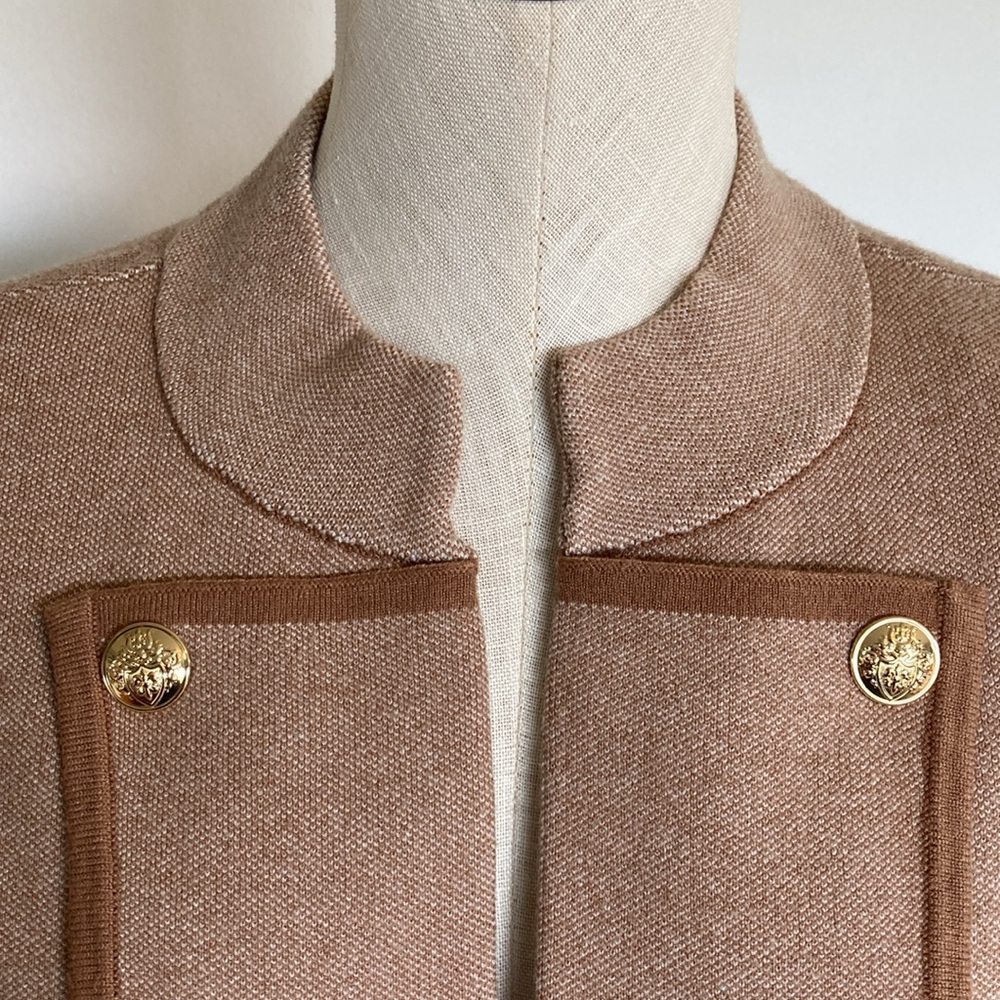 Brand New—-Jones New York Taupe Double-Breasted Knit Jacket - Picture 2 of 6